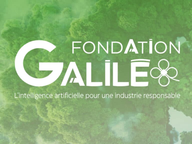 Photo d'une forêt avec en superposition le logo de la fondation Galilé