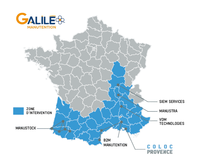 COLOC Provence sur la carte des filiales de Galilé Manutention